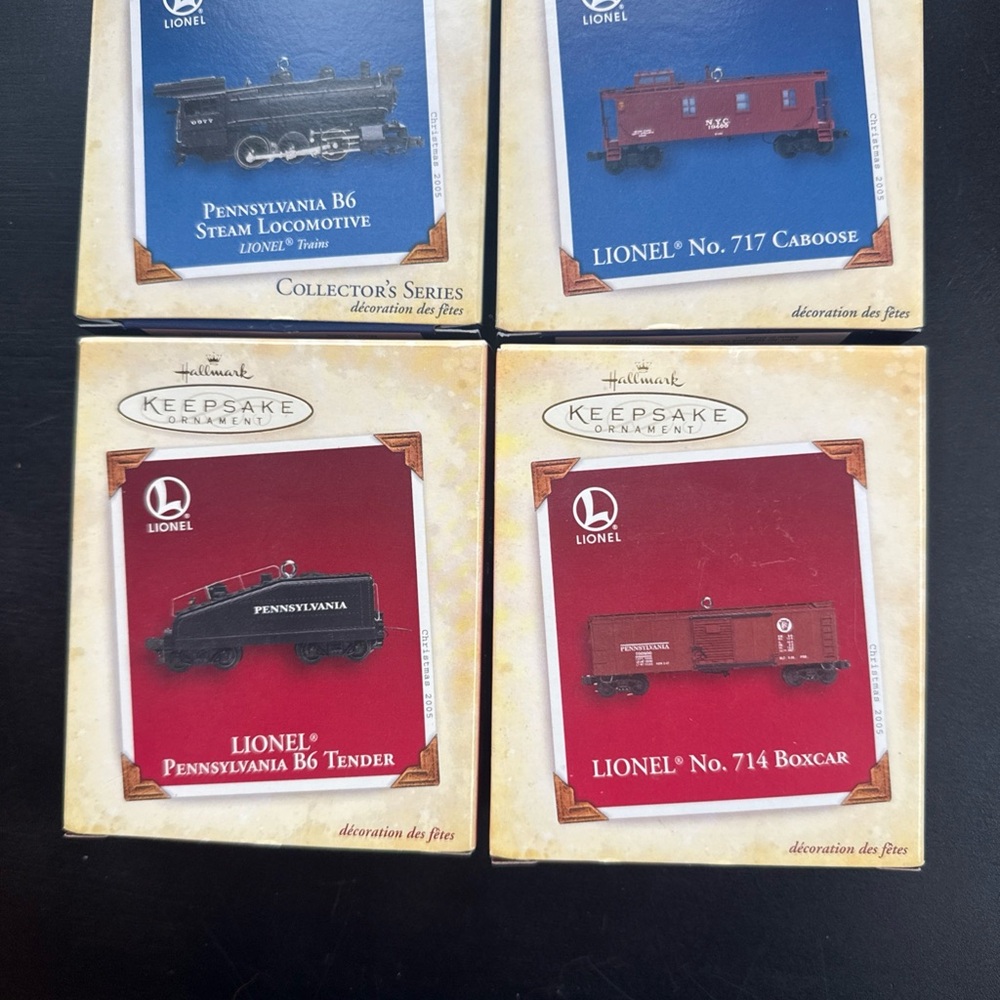 NIB Lot of 4 2005 Lionel Train Hallmark Die Cast Ornaments
